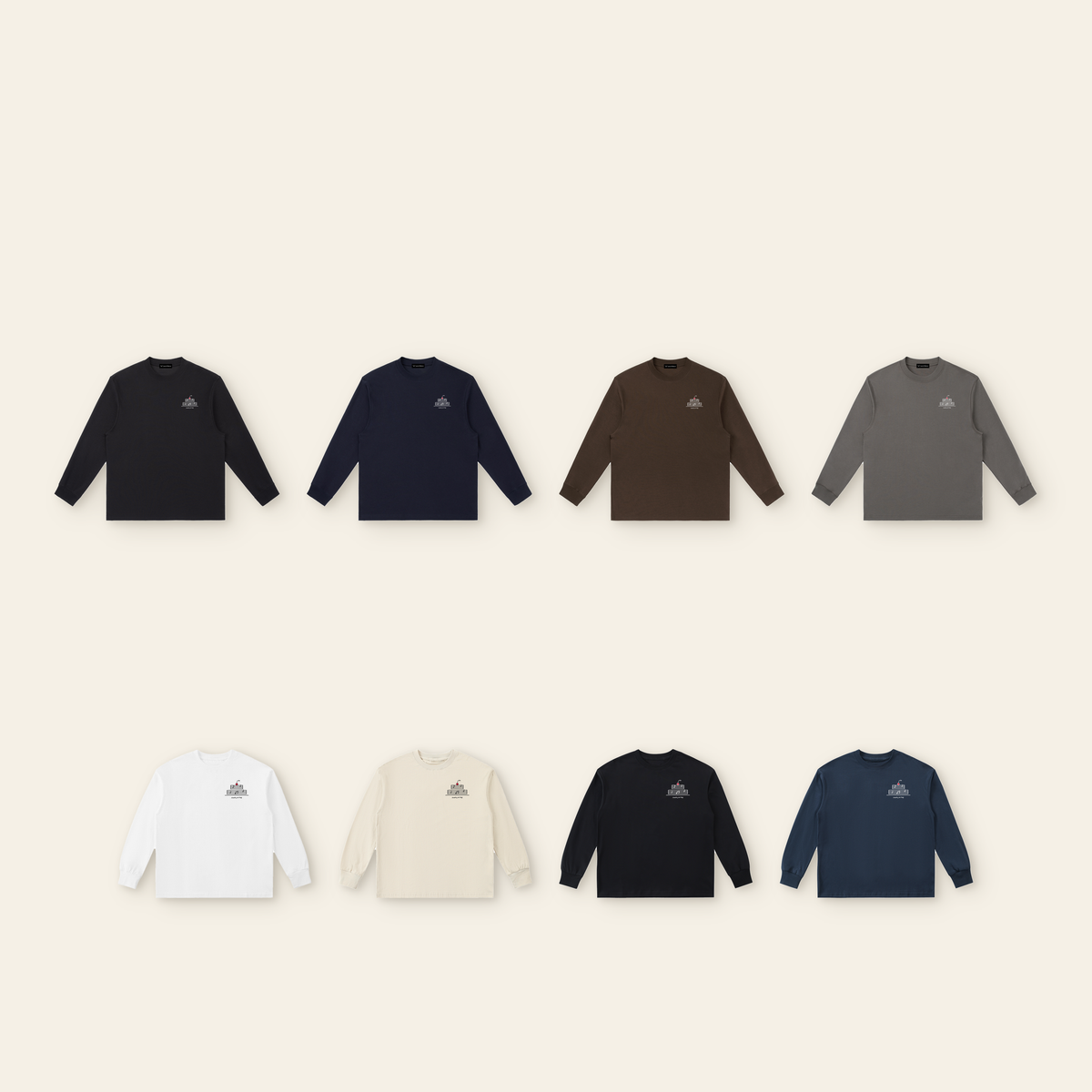 The Cherry on Top Small Long Sleeve Pair: every color — adult Black, Navy Blue, Brown, Dark Gray; kids White, Peach, Black, Navy Blue. Pick each on its own