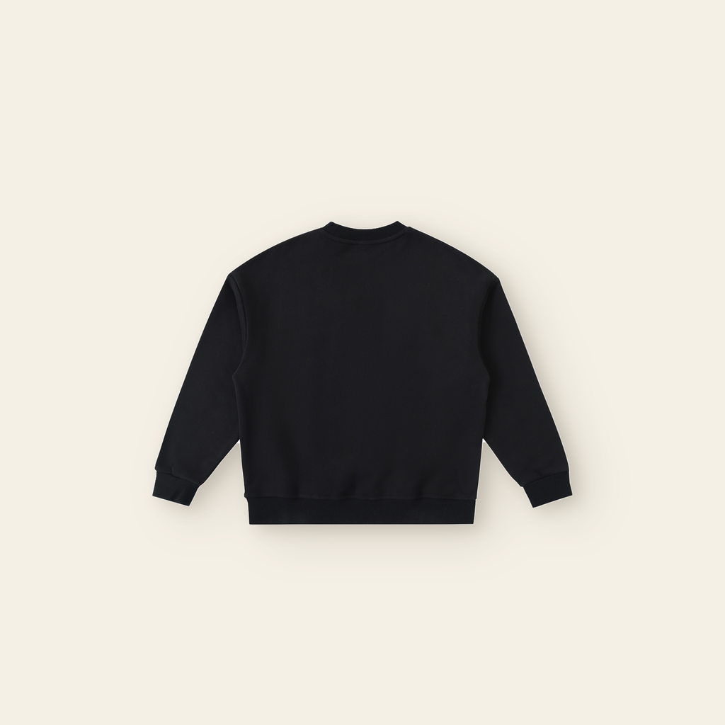 Cherry on Top Lettering Fleece Sweatshirt – Kids in Black, back, laid flat