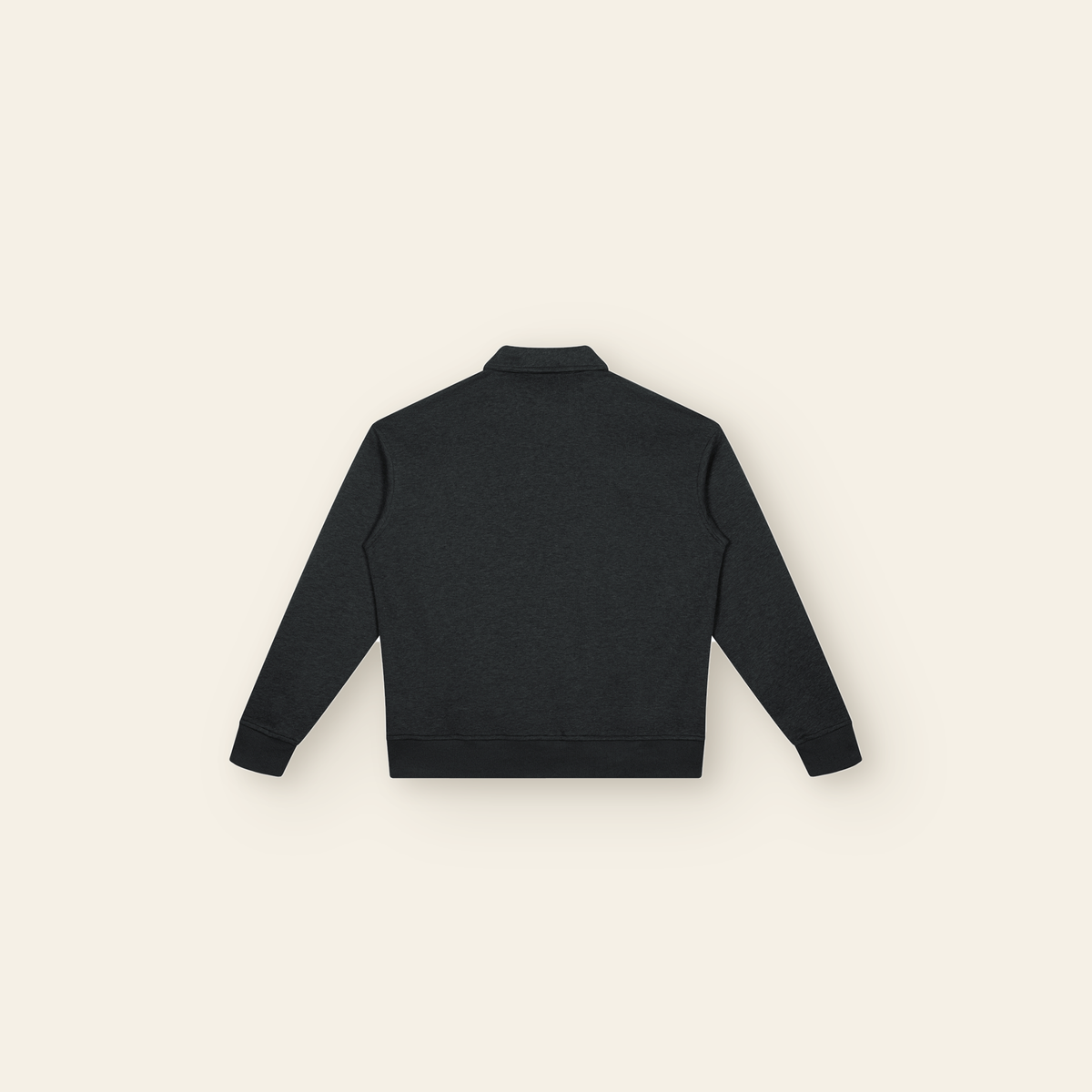 The Batce Boxy Quarter-Zip Sweatshirt – Adult in Black, back, laid flat