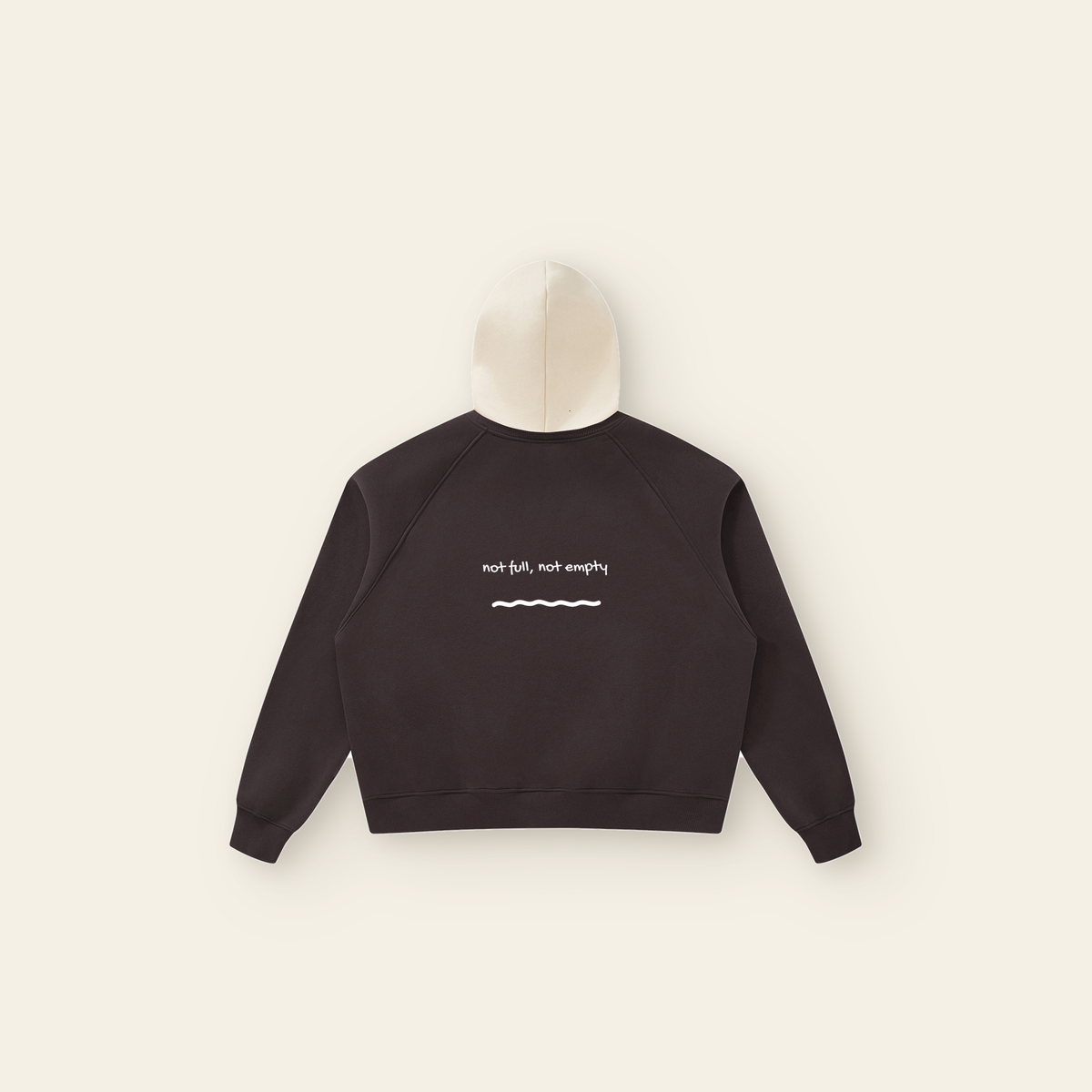 Just Right Lettering Raglan Fleece Hoodie – Adult in Brown / Peach, back, laid flat