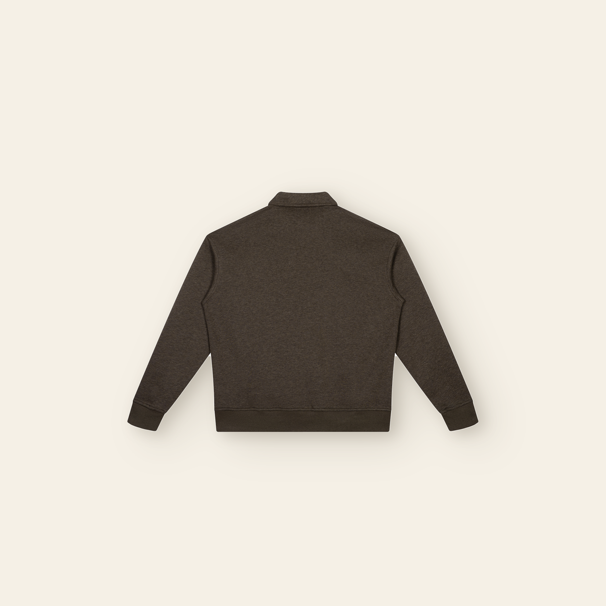 The Batce Boxy Quarter-Zip Sweatshirt – Adult in Brown, back, laid flat