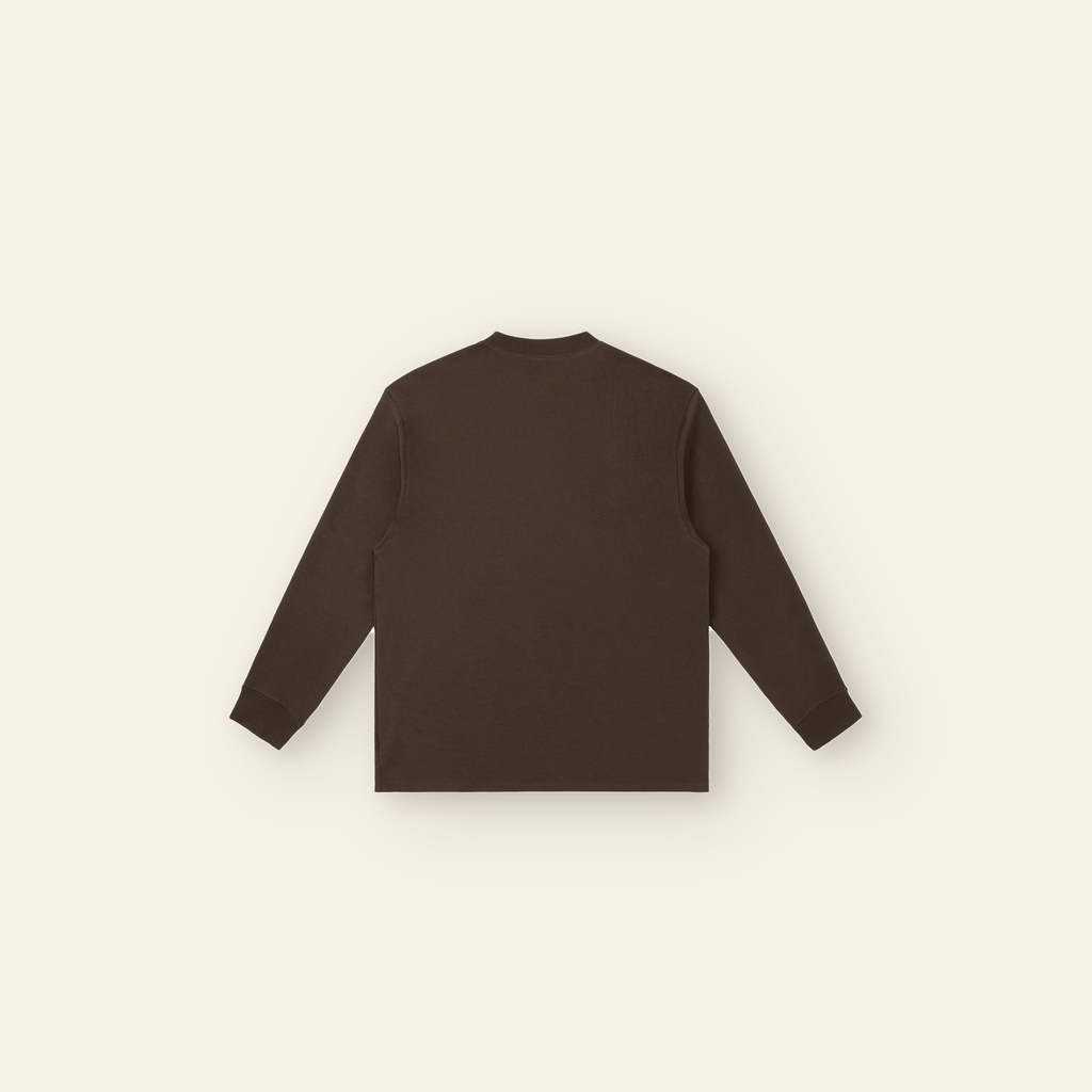 The Batce Long Sleeve T-Shirt – Adult in Brown, back, laid flat