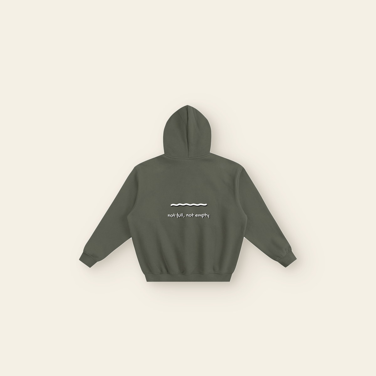 Just Right Back Wave Boxy Fleece Hoodie – Adult in Olive Gray, back, laid flat