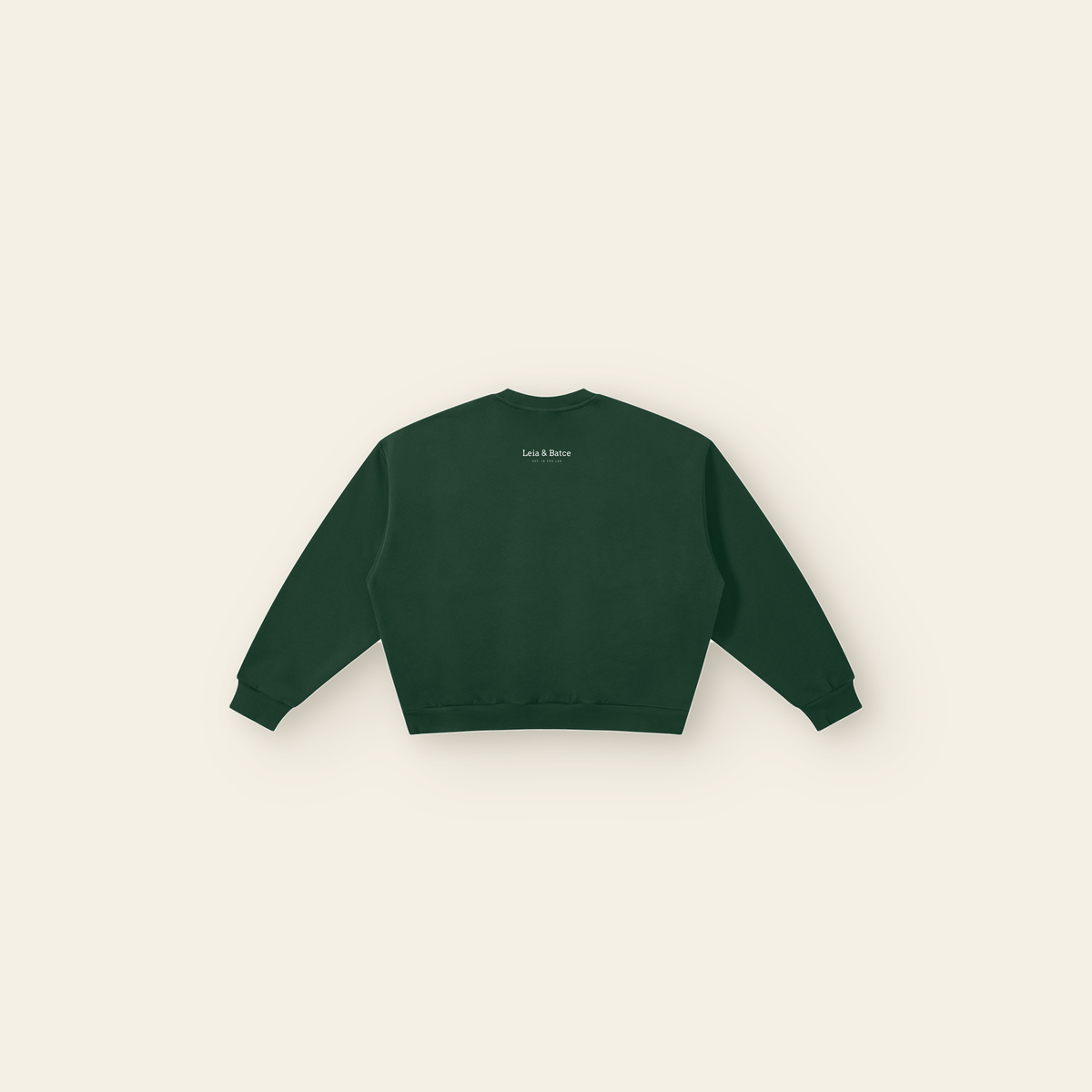 The Batce Sweatshirt – Adult in Dark Green, back, laid flat