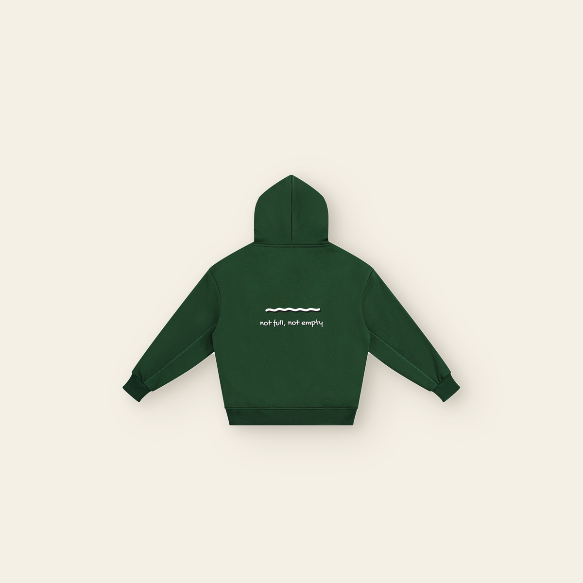 Just Right Back Wave Fleece Hoodie – Kids in Dark Green, back, laid flat