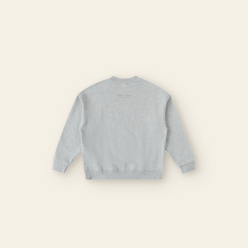 Cherry on Top Cake Fleece Sweatshirt – Kids in Heather Gray, back, laid flat