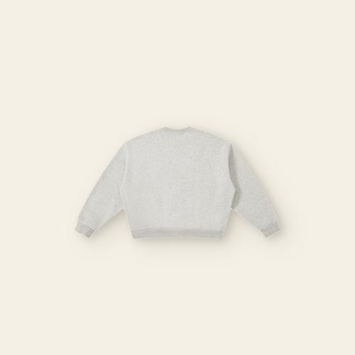 Cherry on Top Cake Stack Boxy Fleece Sweatshirt – Adult in Heather Gray, back, laid flat