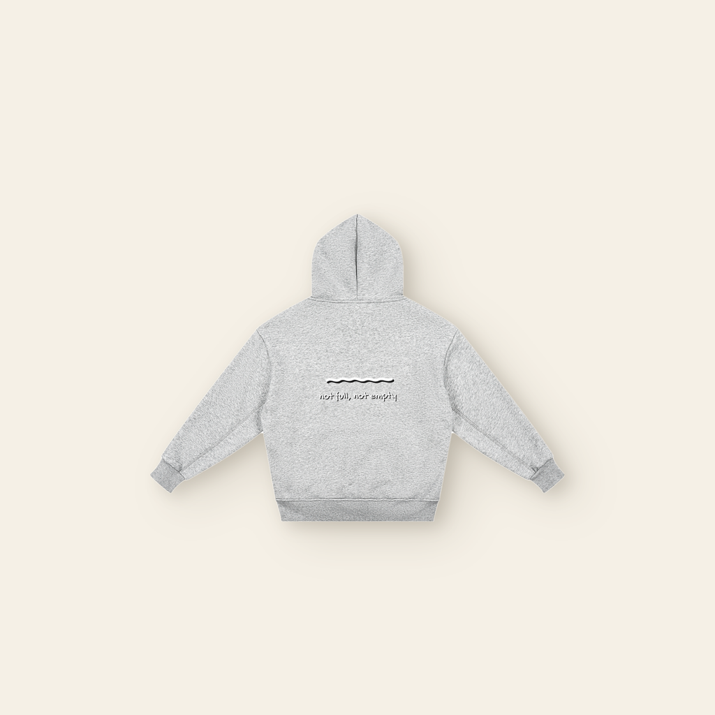 Just Right Back Wave Fleece Hoodie – Kids in Heather Gray, back, laid flat