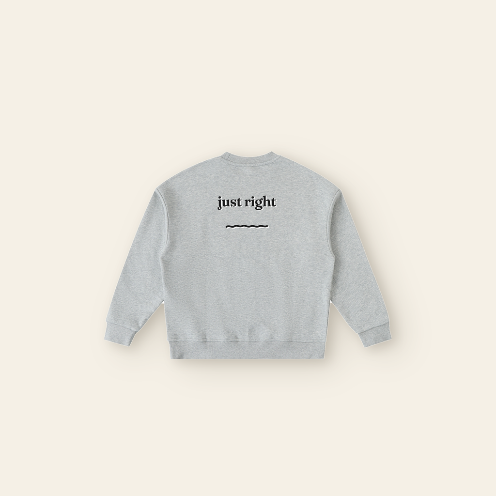 Just Right Fleece Sweatshirt – Kids in Heather Gray, back, laid flat