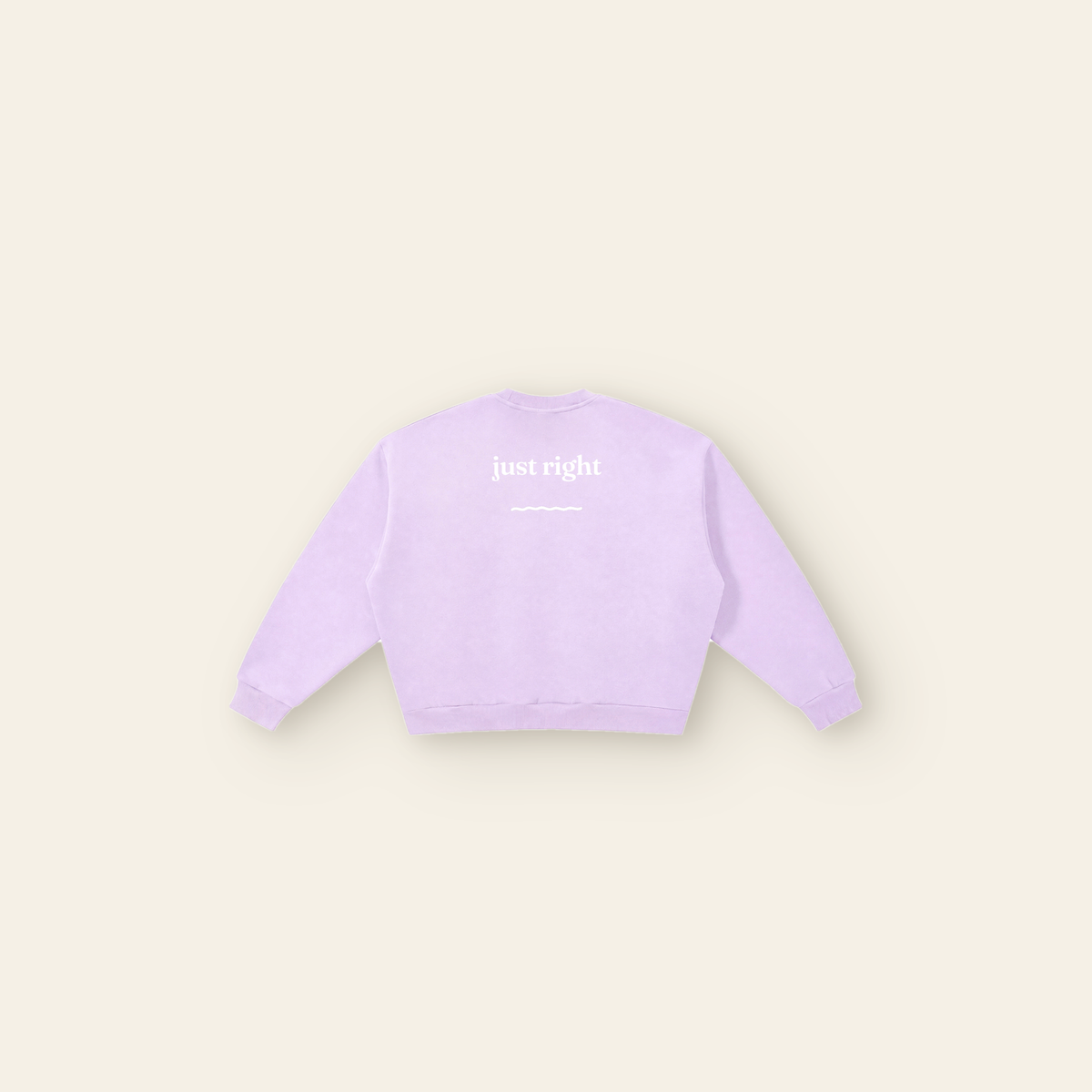 Just Right Boxy Fleece Sweatshirt – Adult in Lavender, back, laid flat
