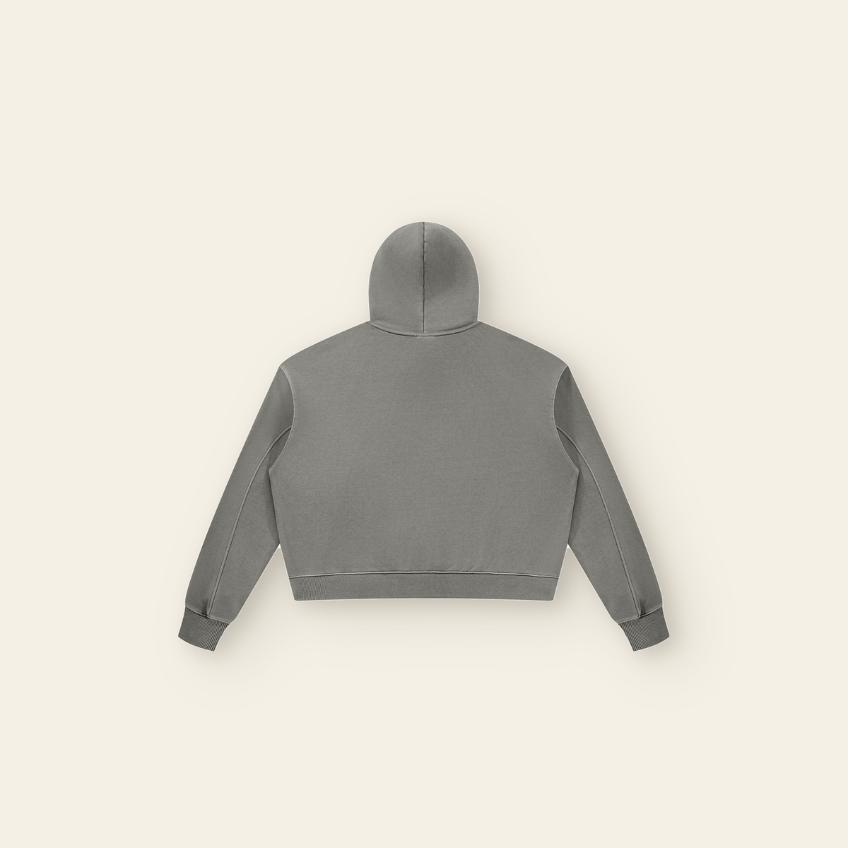 The Batce Hoodie – Women's in Light Gray, back, laid flat