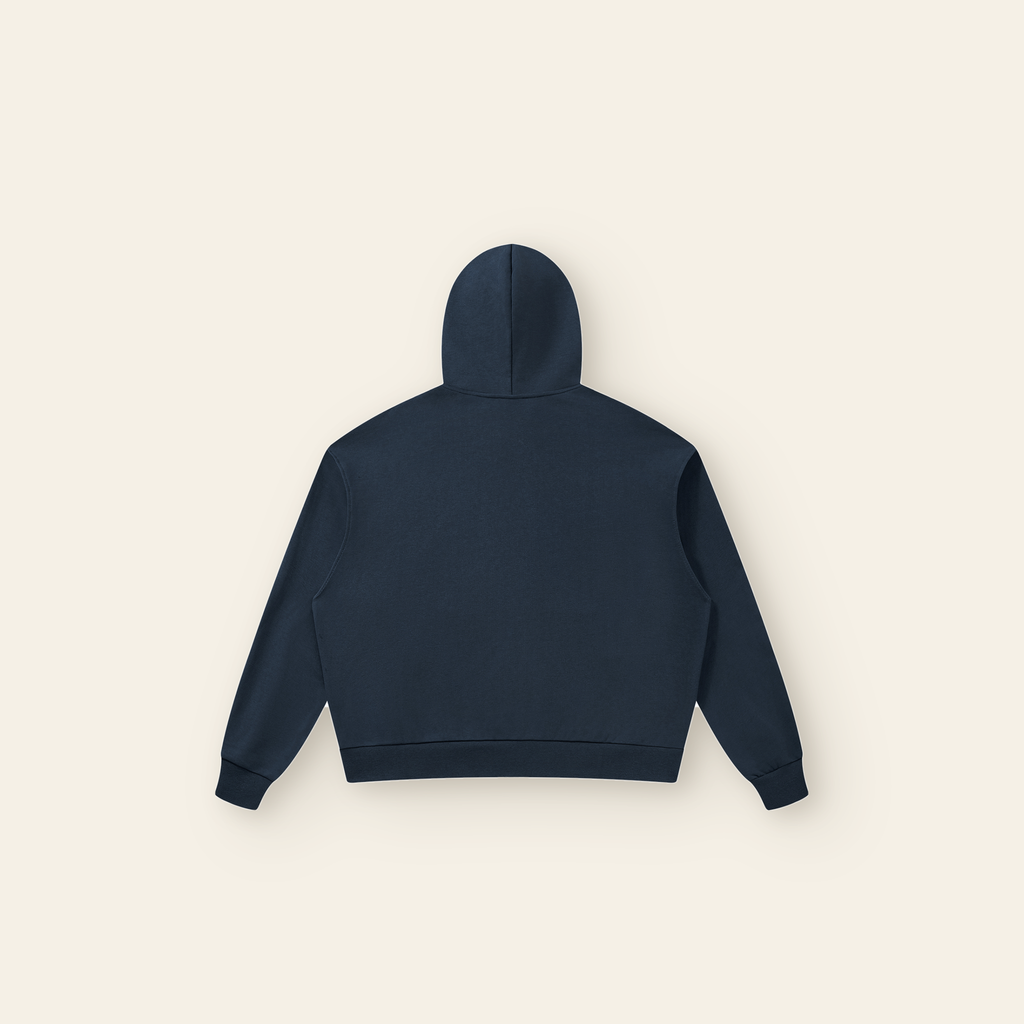 The Batce Zip Hoodie – Adult in Navy Blue, back, laid flat