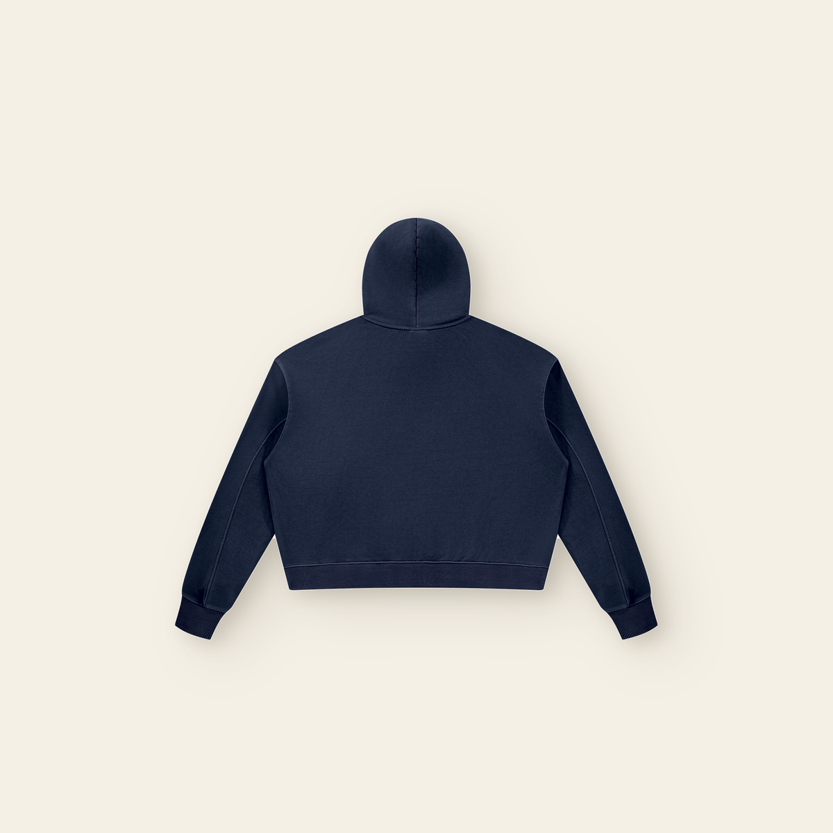 The Batce Hoodie – Women's in Navy Blue, back, laid flat
