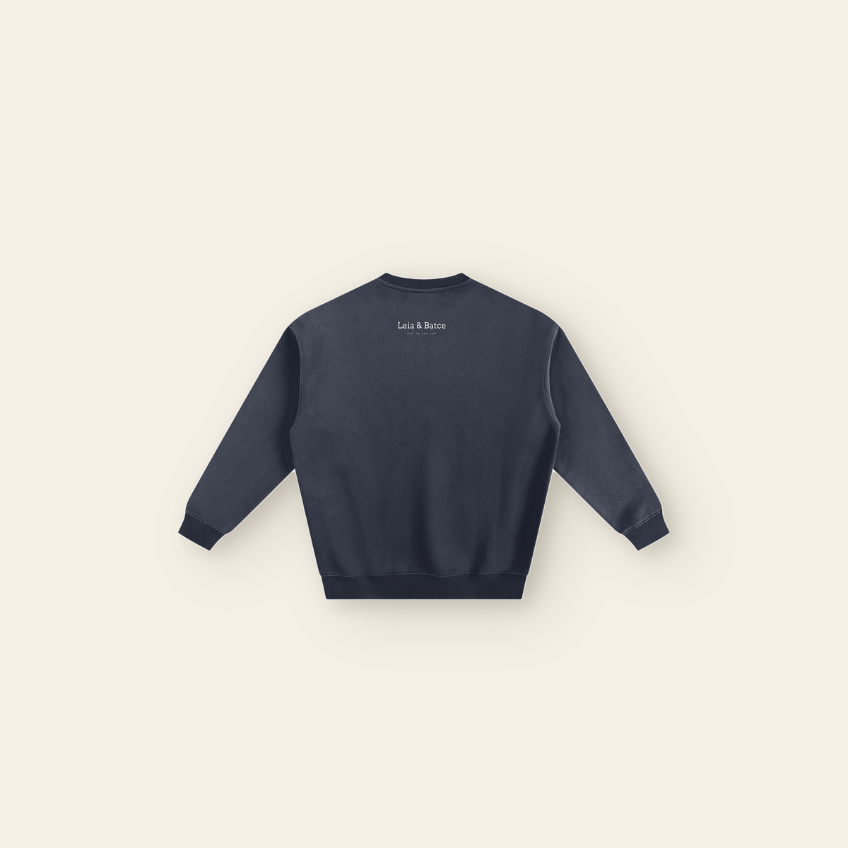 The Batce Sweatshirt – Men's in Navy Blue, back, laid flat