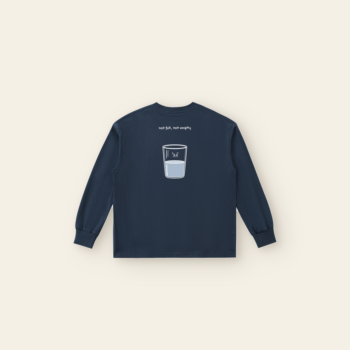 Just Right Small Long Sleeve T-Shirt – Kids in Navy Blue, back, laid flat