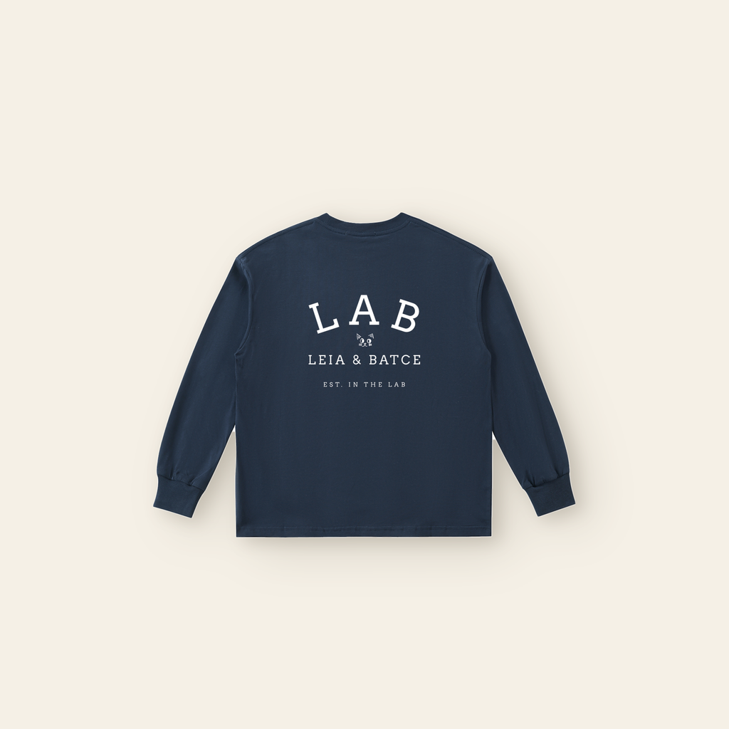 Cherry on Top Small Long Sleeve T-Shirt – Kids in Navy Blue, back, laid flat