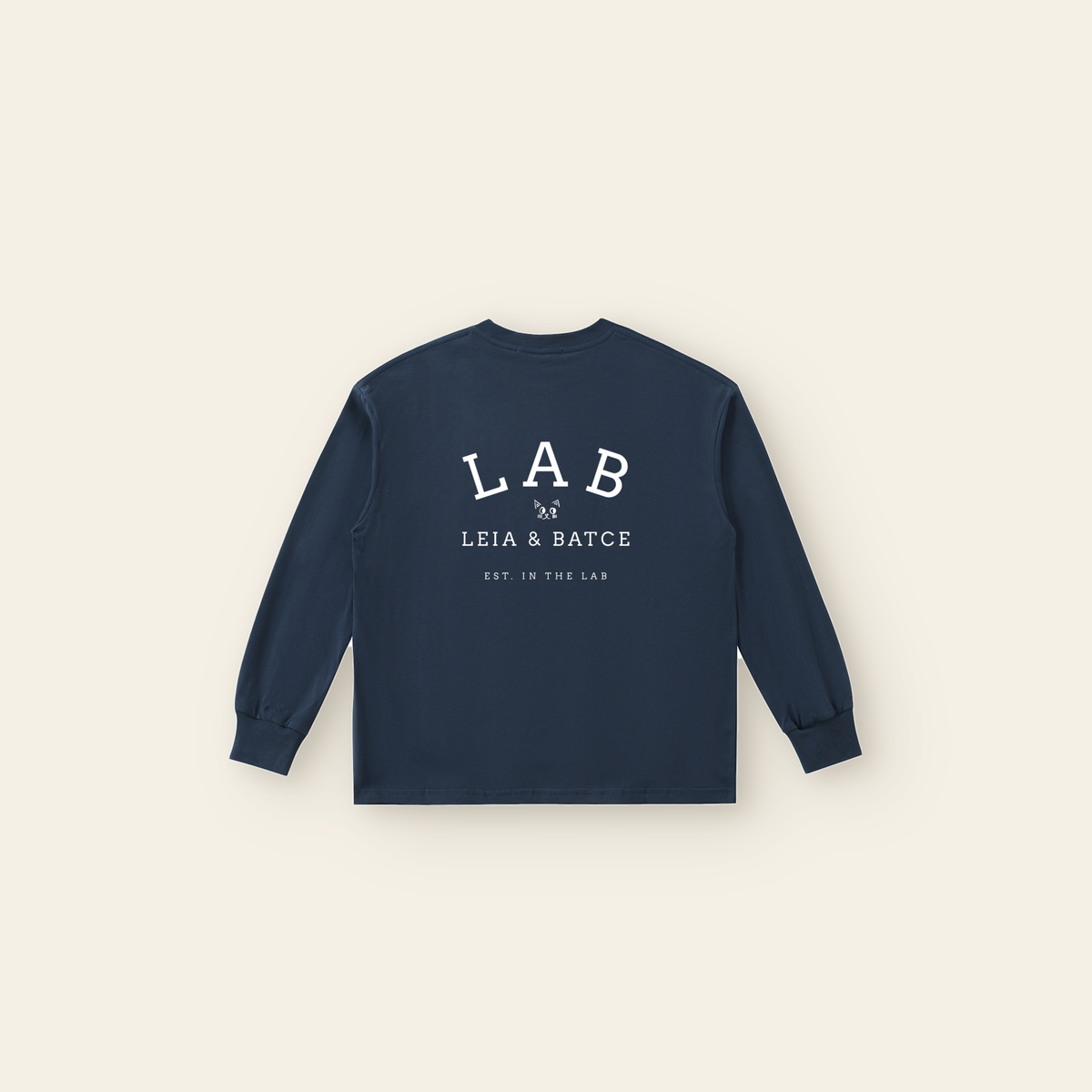 Cherry on Top Small Long Sleeve T-Shirt – Kids in Navy Blue, back, laid flat