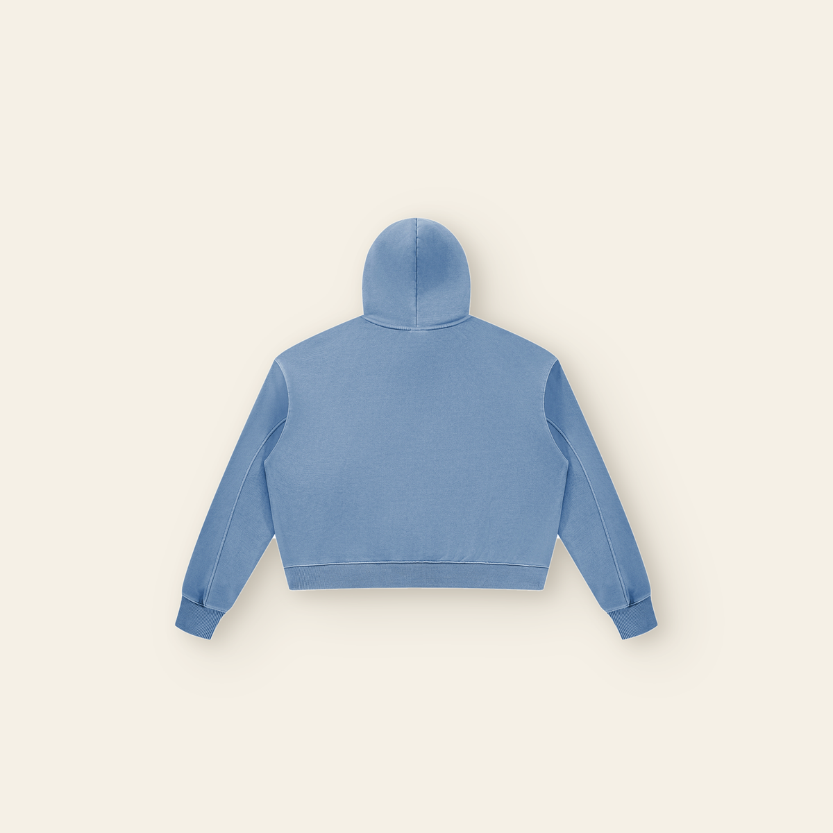 The Batce Hoodie – Women's in Slate Blue, back, laid flat