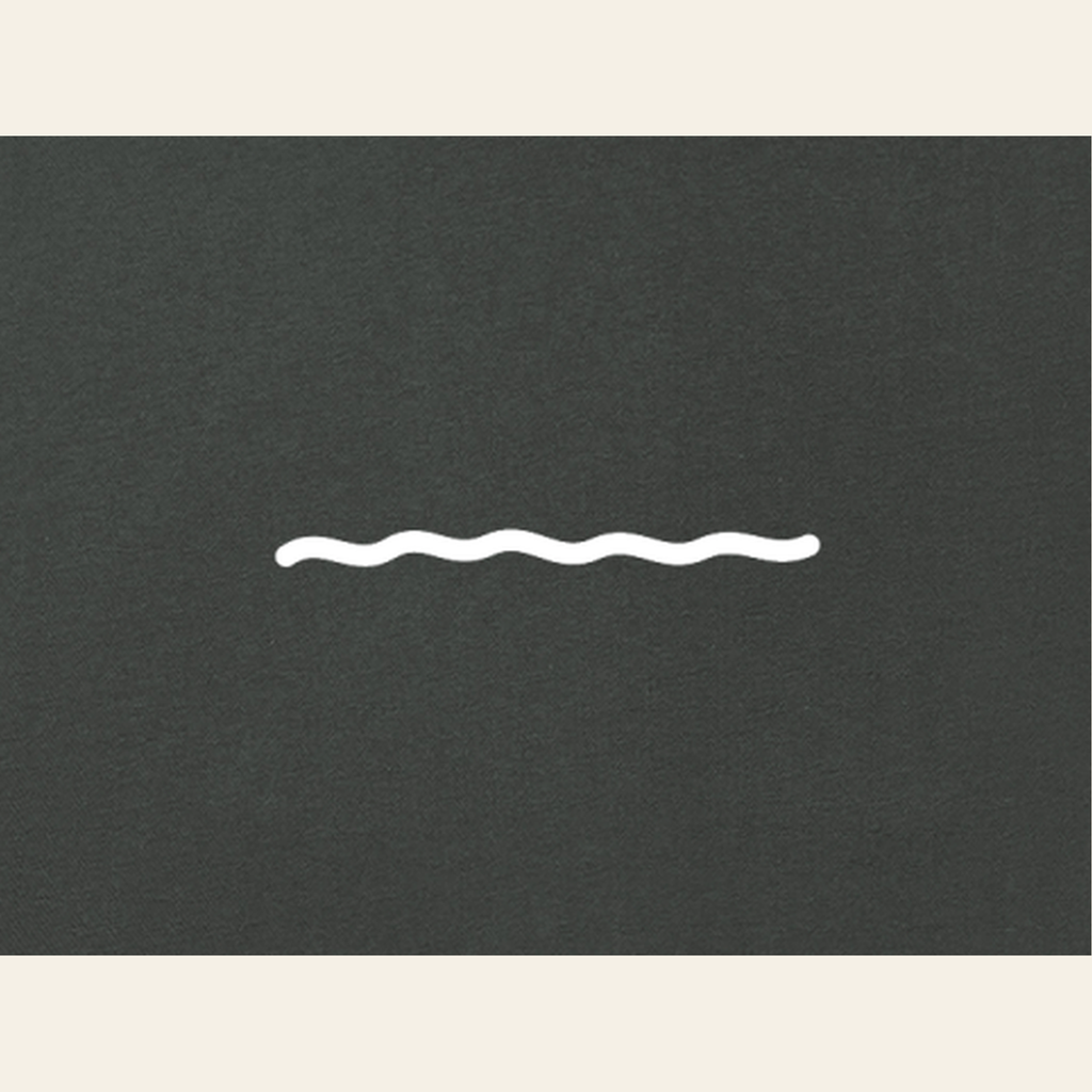 Close-up of the Just Right print on the back of the Dark Gray zip hoodie