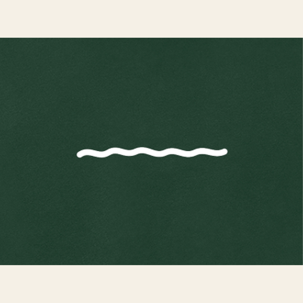 Close-up of the Just Right print on the back of the Dark Green sweatshirt
