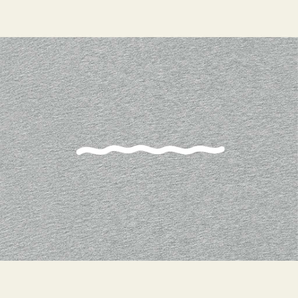 Close-up of the Just Right print on the back of the Heather Gray zip hoodie