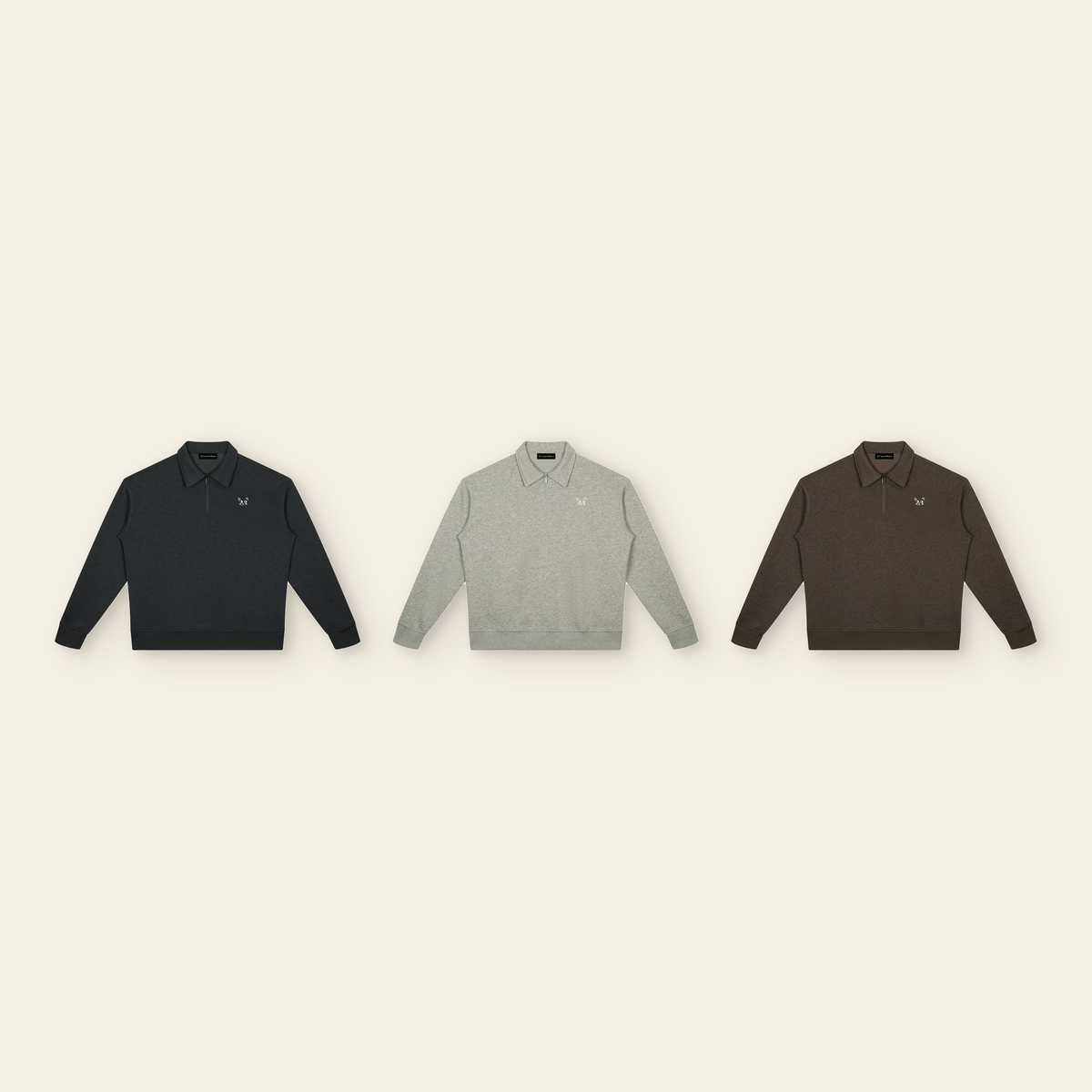 The Batce Boxy Quarter-Zip Sweatshirt – Adult in all 3 colors: Black, Oatmeal, Brown