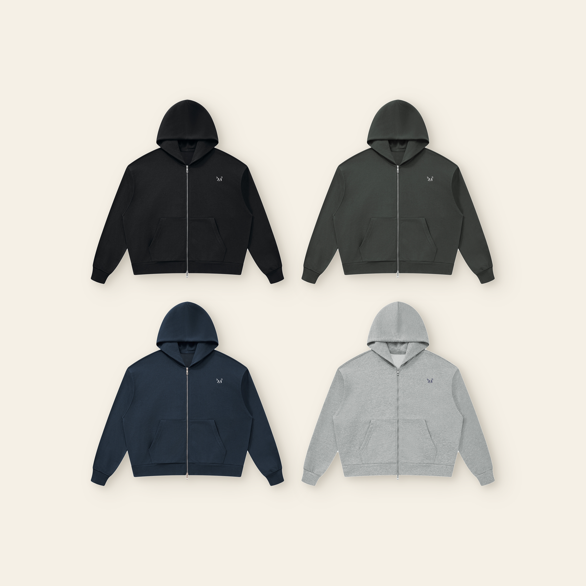 The Batce Zip Hoodie – Adult in all 4 colors: Black, Dark Gray, Navy Blue, Heather Gray