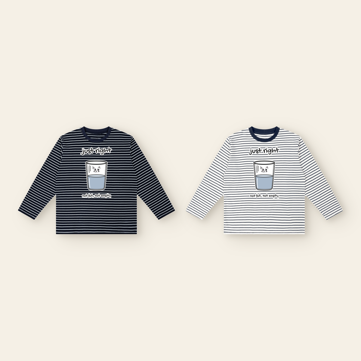 Just Right Striped Long Sleeve – Kids in all 2 colors: Navy / White, White / Black