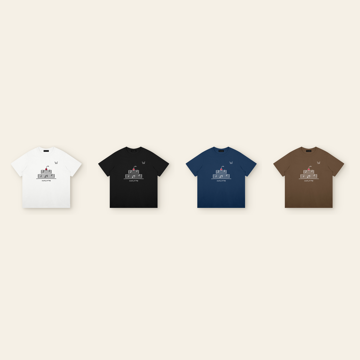 The Cherry on Top T-Shirt – Adult in all four colors: White, Black, Navy Blue, Brown