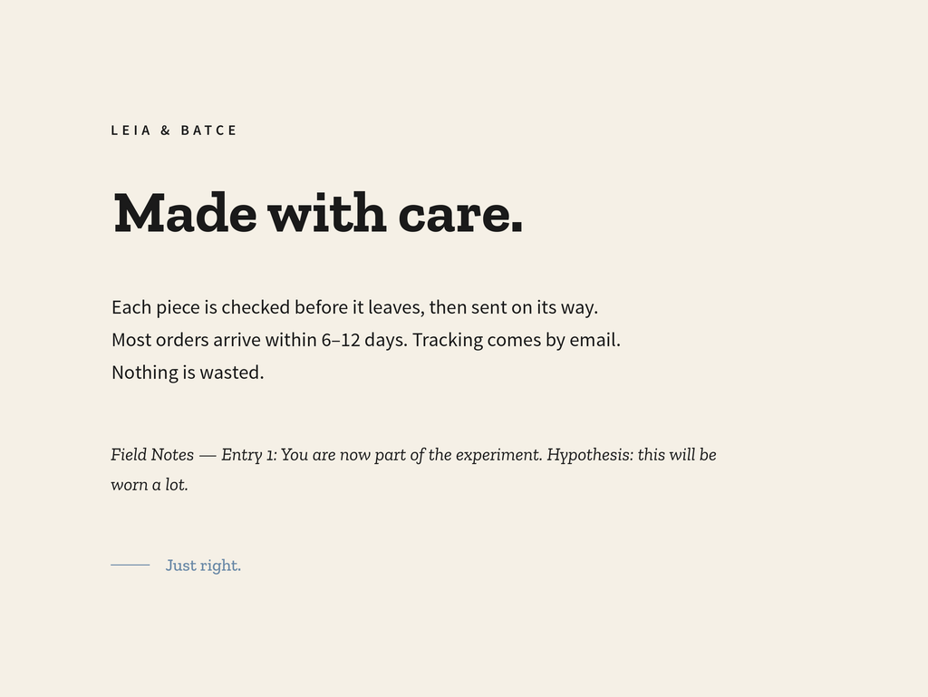 Made with care: each piece is checked before it ships, and most orders arrive within 6 to 12 days