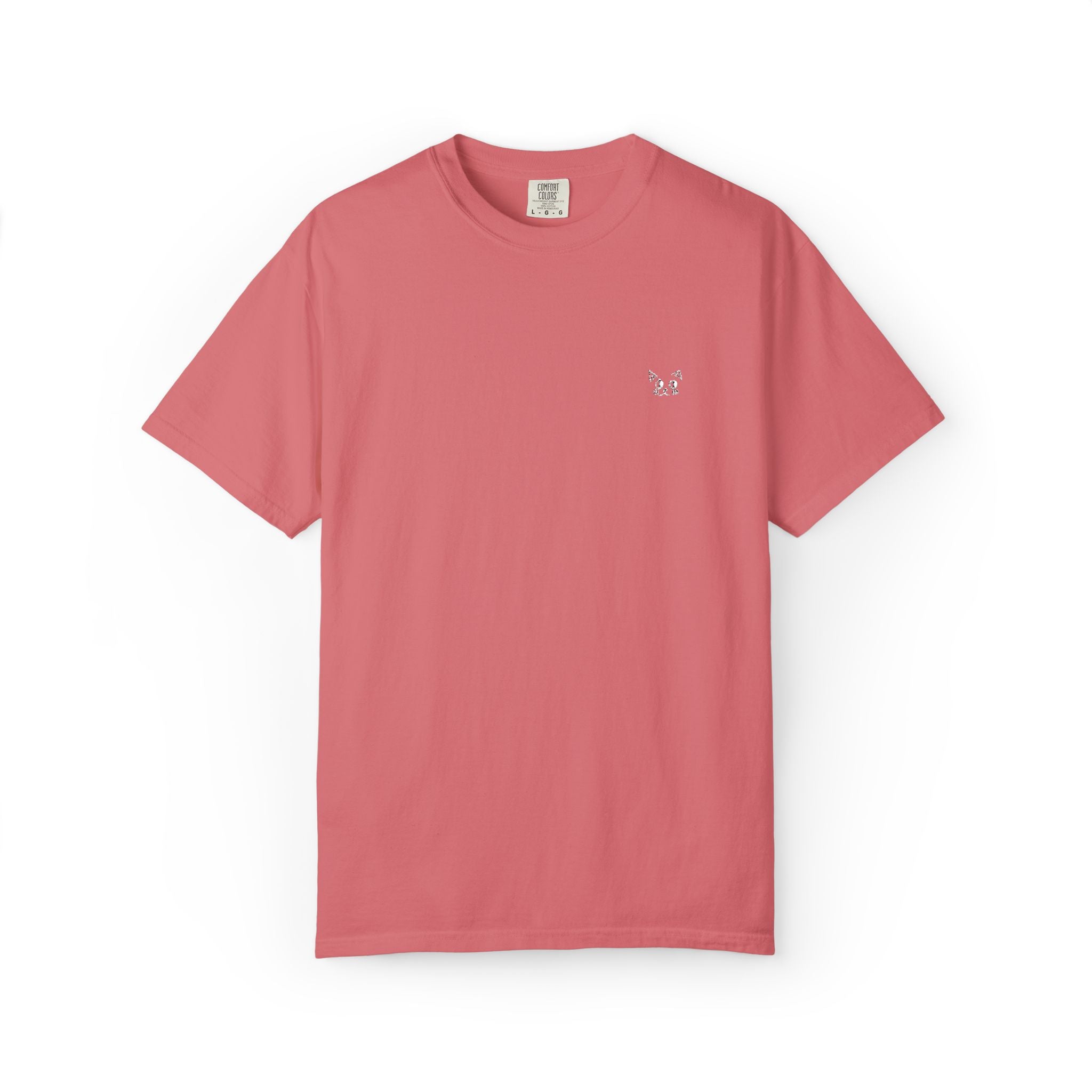 Minimal Heart Chest Tee — Garment-Dyed Coral T-Shirt