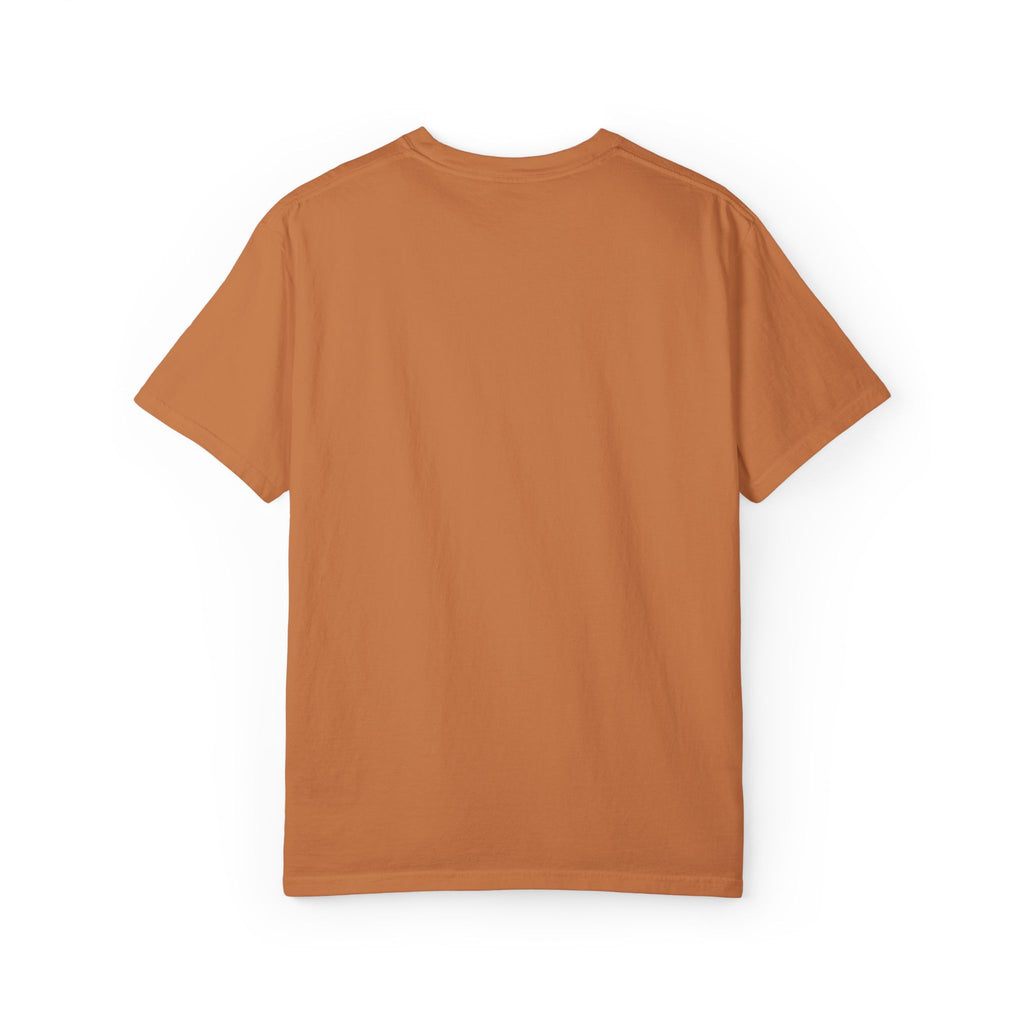 Minimal Heart Chest Tee — Garment-Dyed Coral T-Shirt