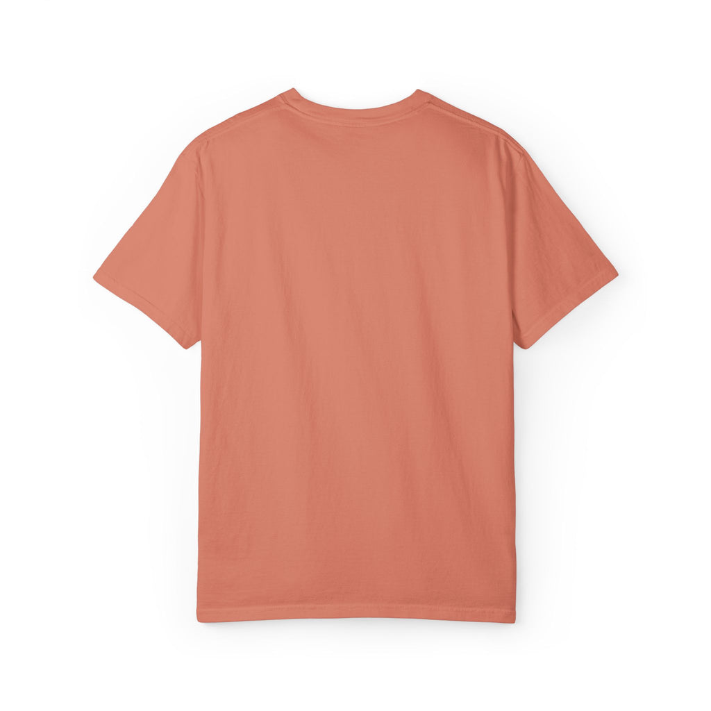 Minimal Heart Chest Tee — Garment-Dyed Coral T-Shirt
