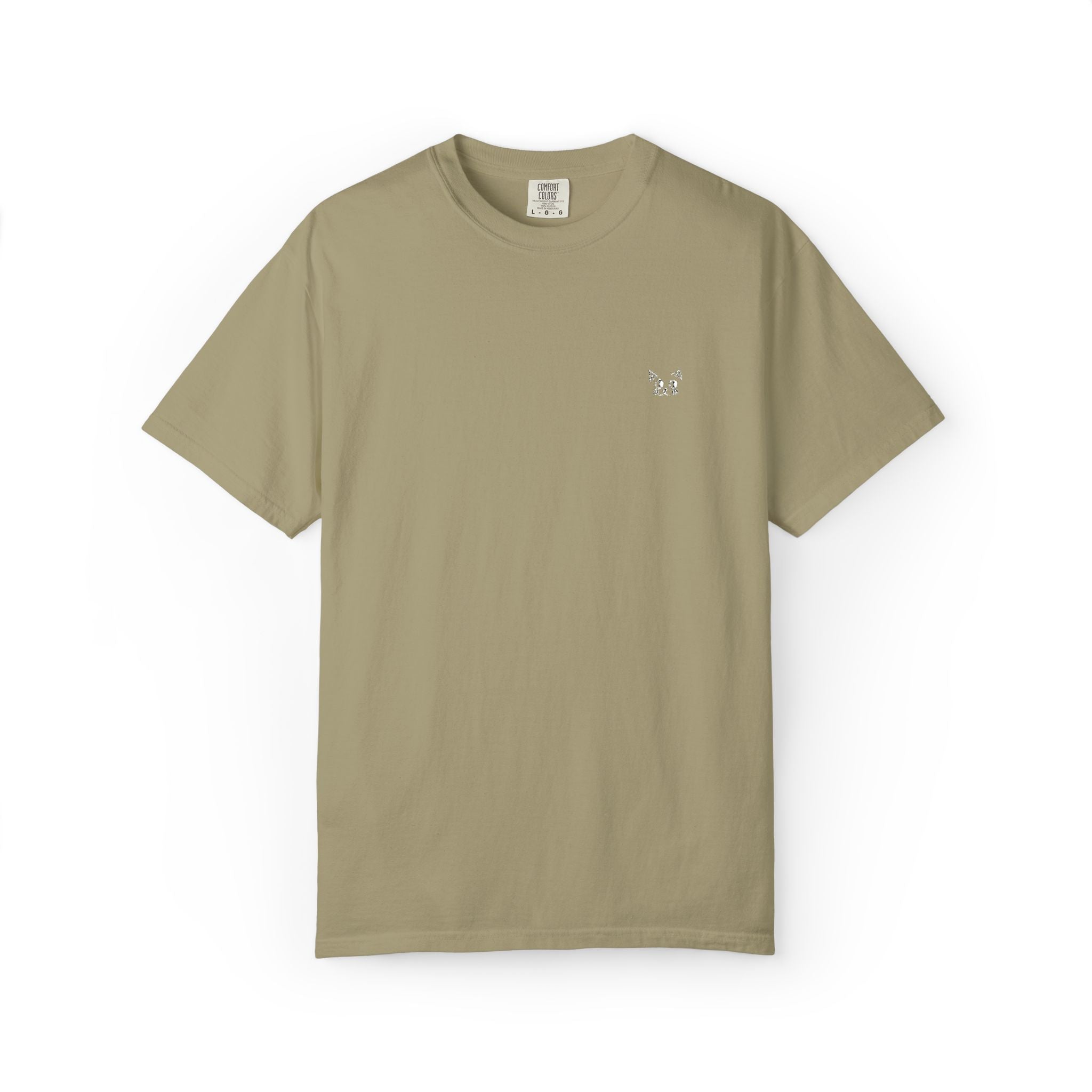 Minimal Heart Chest Tee — Garment-Dyed Coral T-Shirt