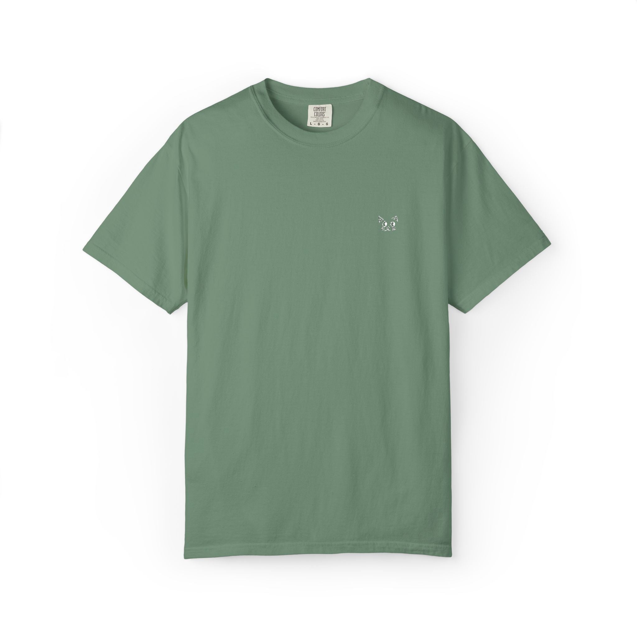 Minimal Heart Chest Tee — Garment-Dyed Coral T-Shirt