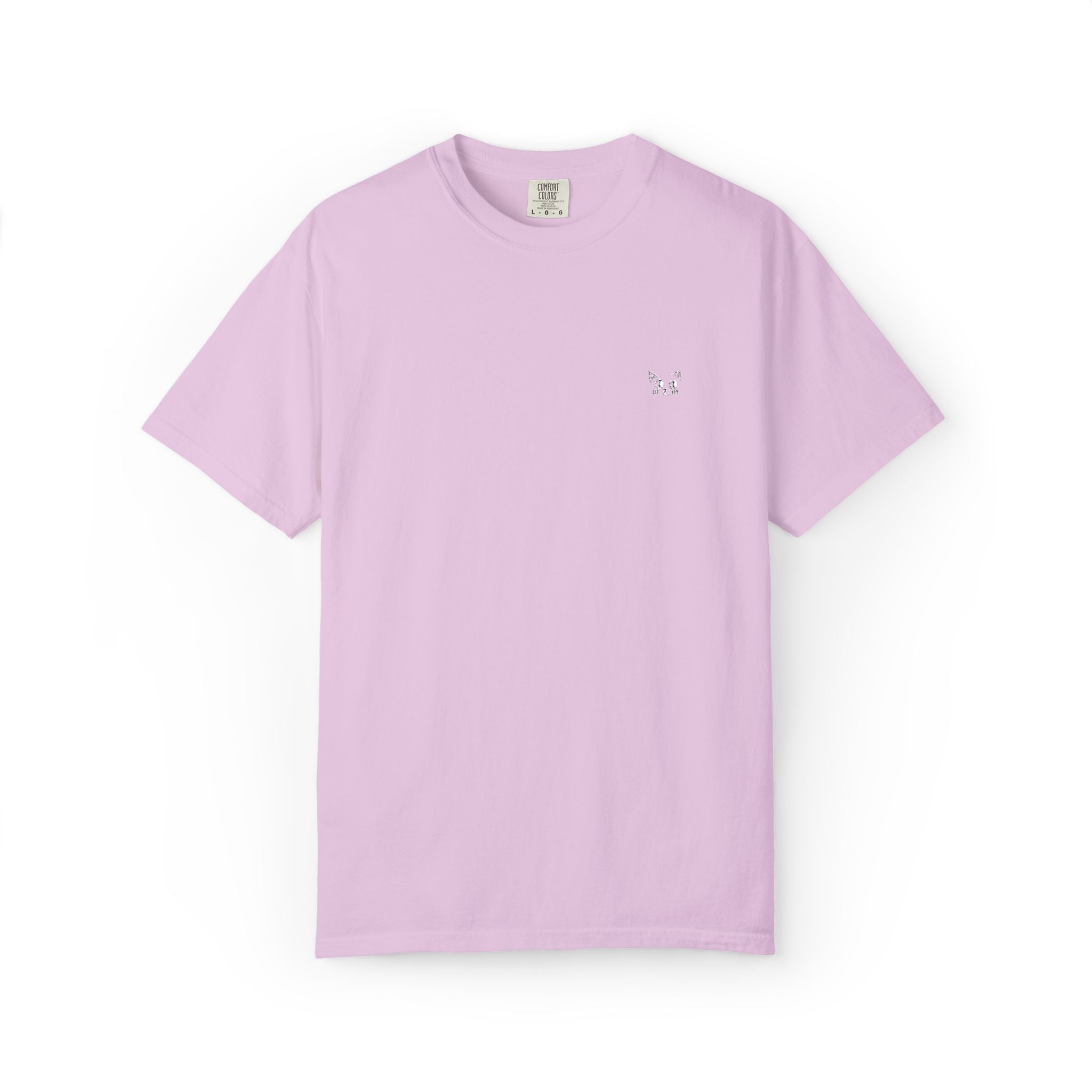 Minimal Heart Chest Tee — Garment-Dyed Coral T-Shirt