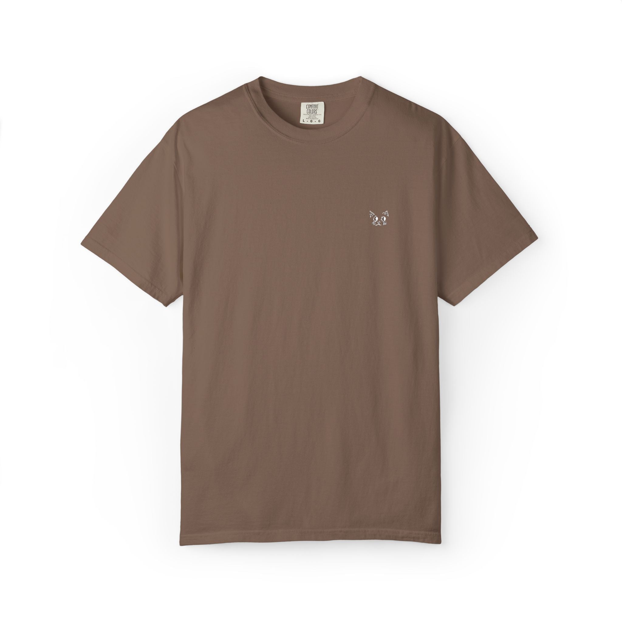Minimal Heart Chest Tee — Garment-Dyed Coral T-Shirt