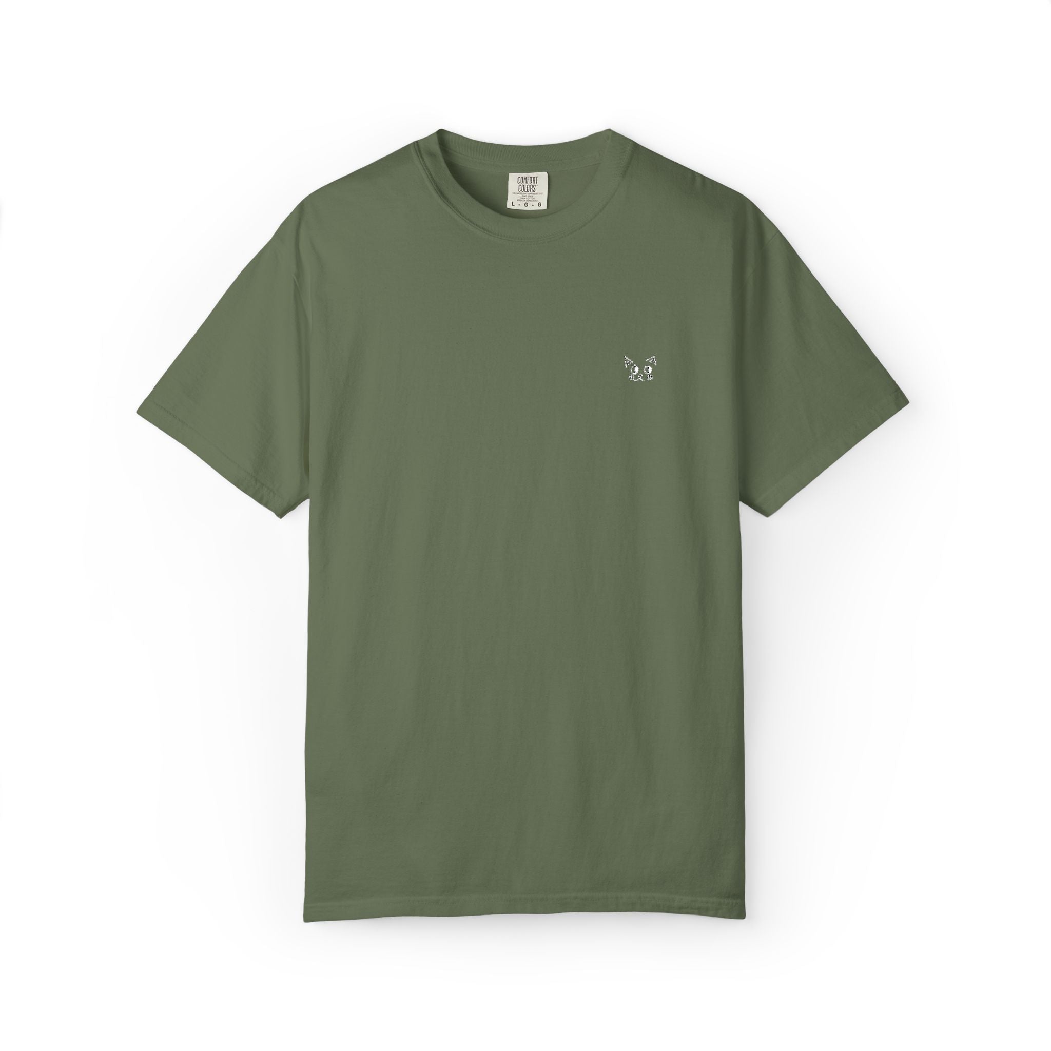 Minimal Heart Chest Tee — Garment-Dyed Coral T-Shirt