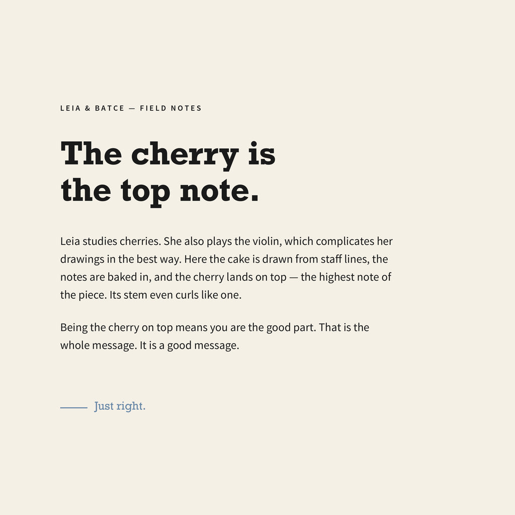 Leia & Batce field notes card: The cherry is the top note.