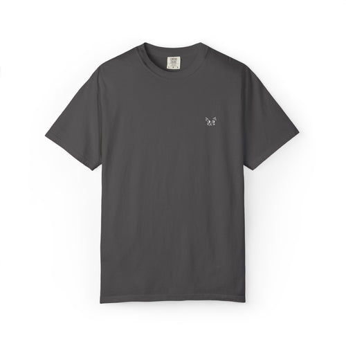 Minimal Heart Chest Tee — Garment-Dyed Coral T-Shirt