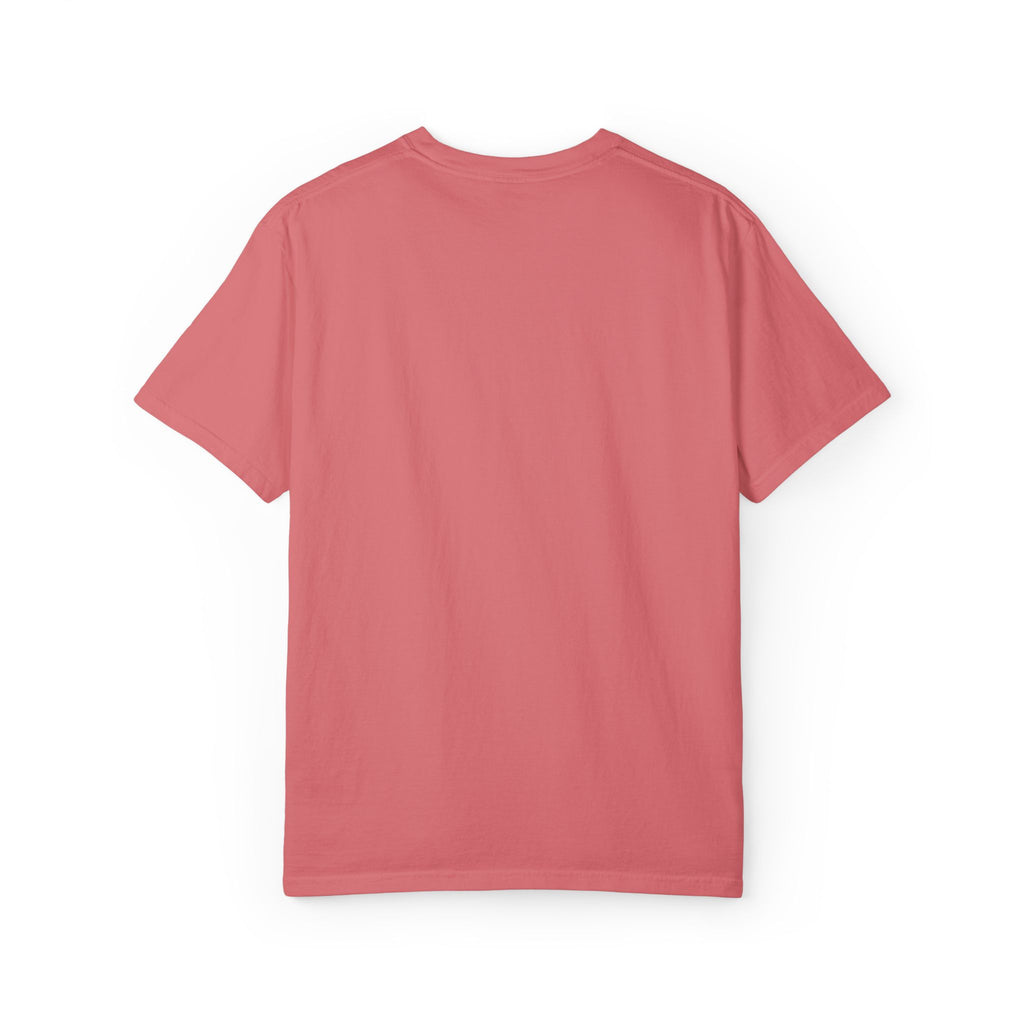 Minimal Heart Chest Tee — Garment-Dyed Coral T-Shirt
