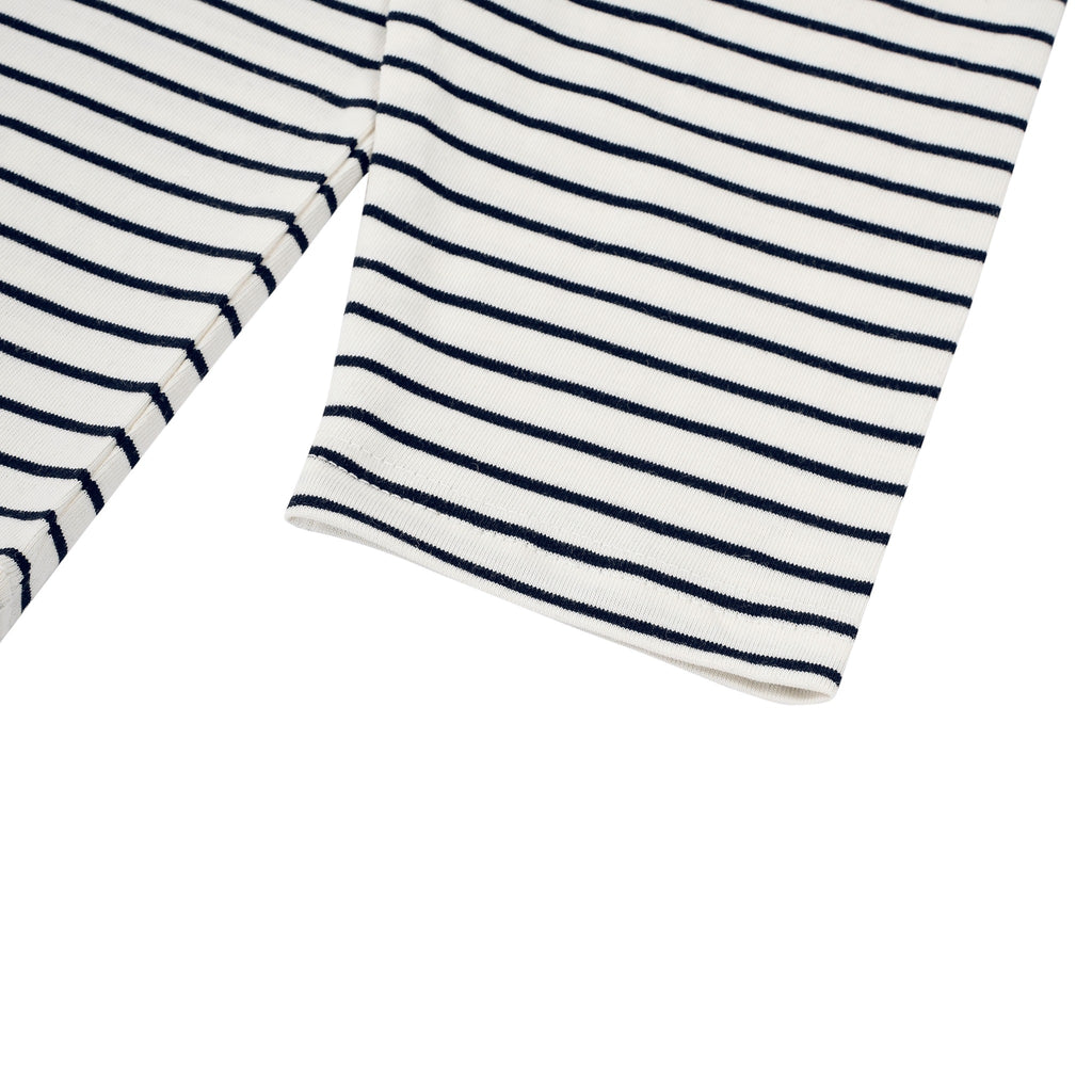 Just Right Striped Long Sleeve – Kids: garment detail, no print — the long-sleeve t-shirt itself up close in Navy / White (Tapstitch sample photo 2 of 4)