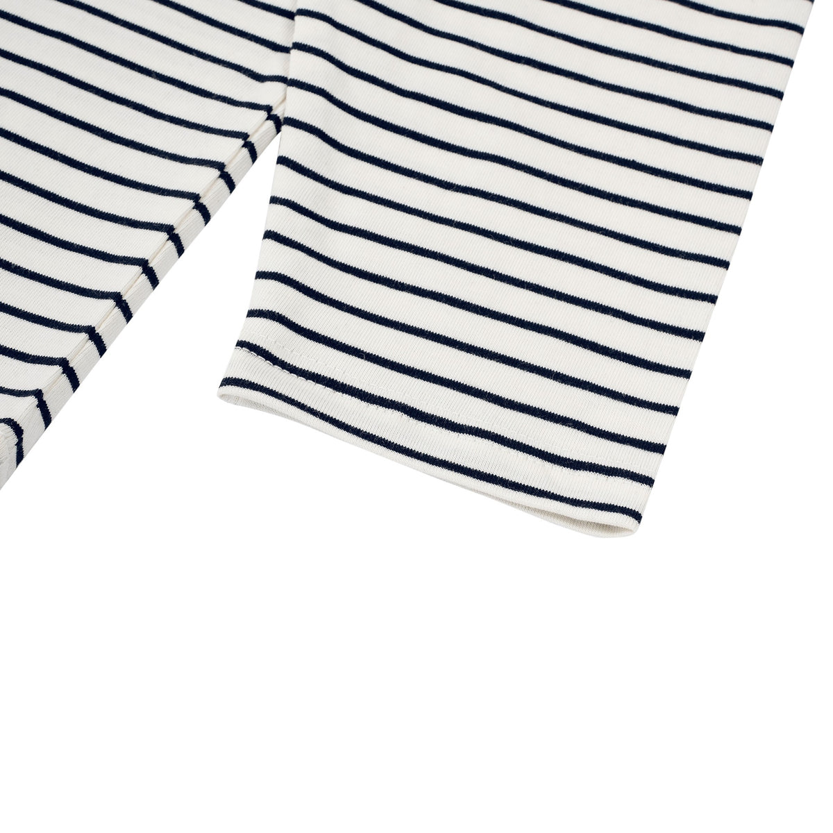 Just Right Striped Long Sleeve – Kids: garment detail, no print — the long-sleeve t-shirt itself up close in Navy / White (Tapstitch sample photo 2 of 4)