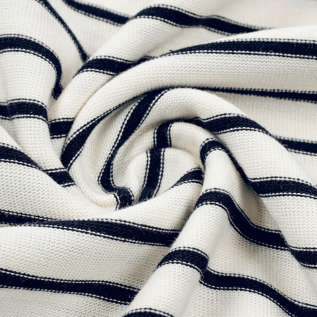 Just Right Striped Long Sleeve – Kids: garment detail, no print — the long-sleeve t-shirt itself up close in Navy / White (Tapstitch sample photo 4 of 4)