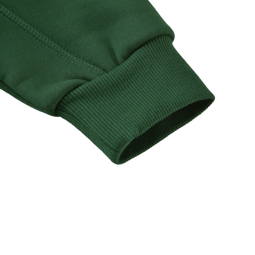 Just Right Back Wave Fleece Hoodie – Kids: garment detail, no print — the hoodie itself up close in Dark Green (Tapstitch sample photo 1 of 4)