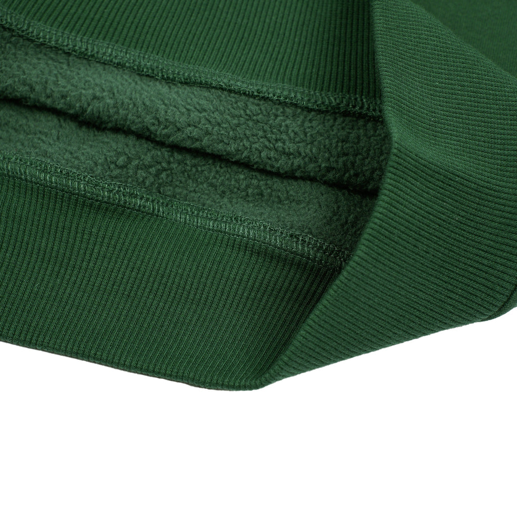 Just Right Back Wave Fleece Hoodie – Kids: garment detail, no print — the hoodie itself up close in Dark Green (Tapstitch sample photo 2 of 4)