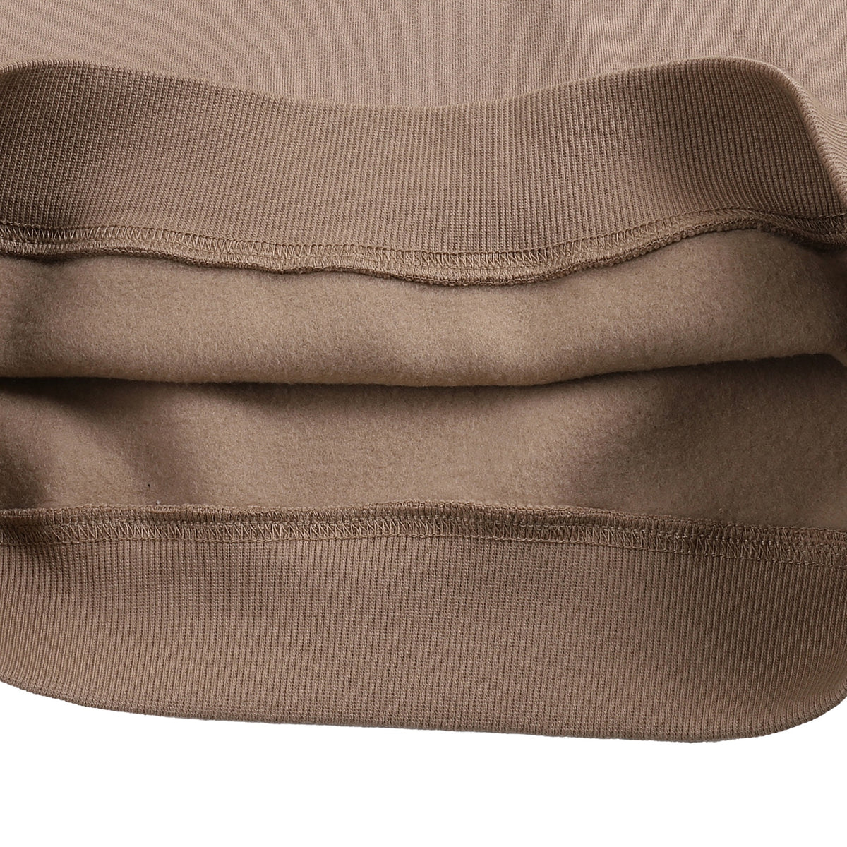 The Batce Fleece Sweatshirt – Men's: garment detail, no print — the sweatshirt itself up close in Gray Brown (Tapstitch sample photo 4 of 4)