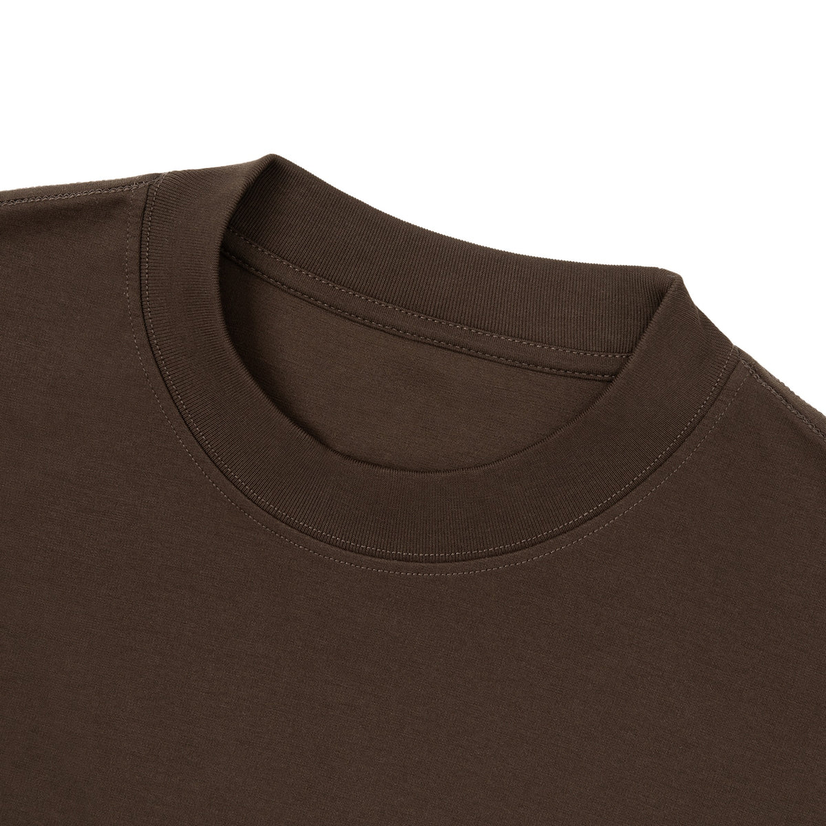 Just Right Long Sleeve T-Shirt – Adult: garment detail, no print — the long-sleeve t-shirt itself up close in Brown (Tapstitch sample photo 1 of 4)