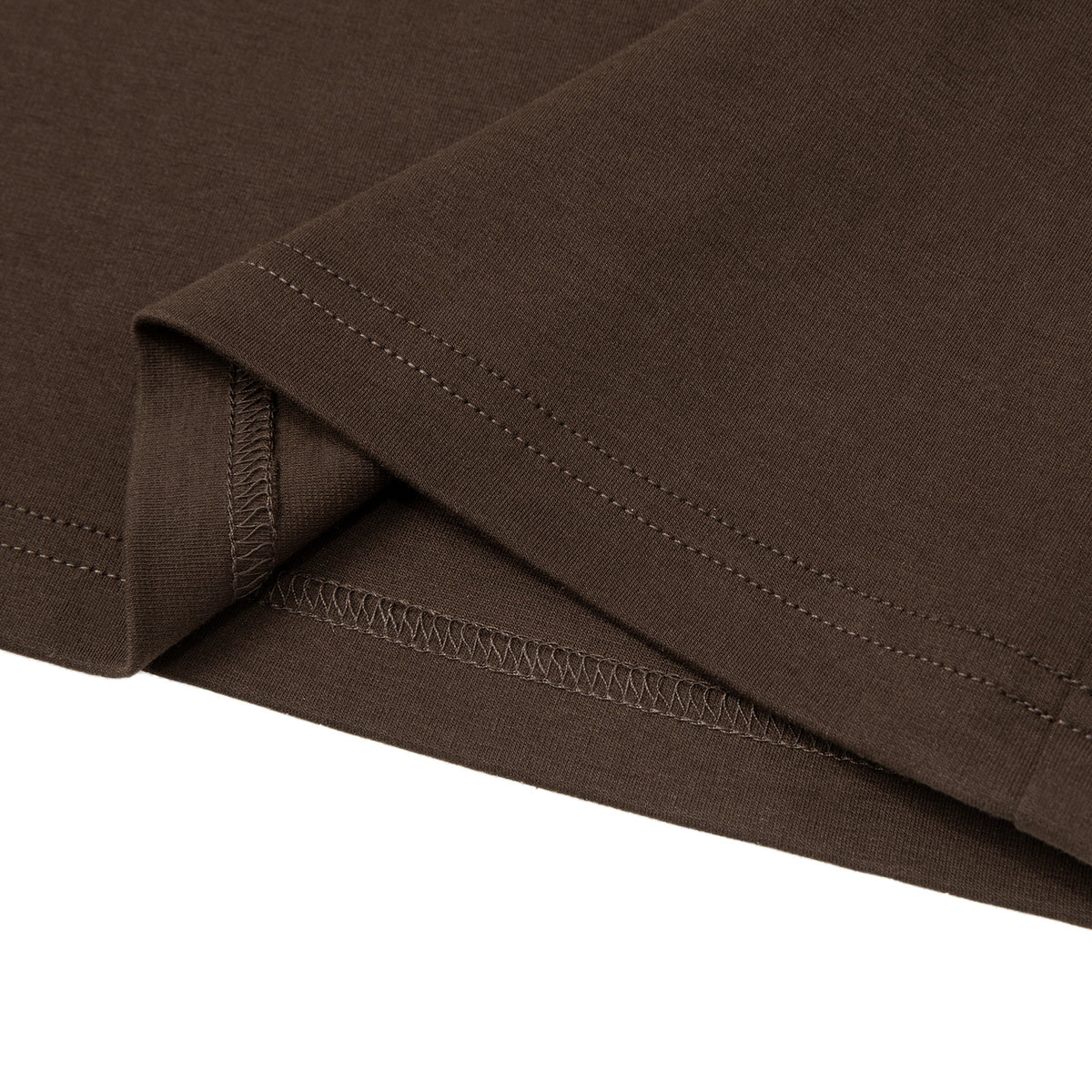 Just Right Long Sleeve T-Shirt – Adult: garment detail, no print — the long-sleeve t-shirt itself up close in Brown (Tapstitch sample photo 3 of 4)