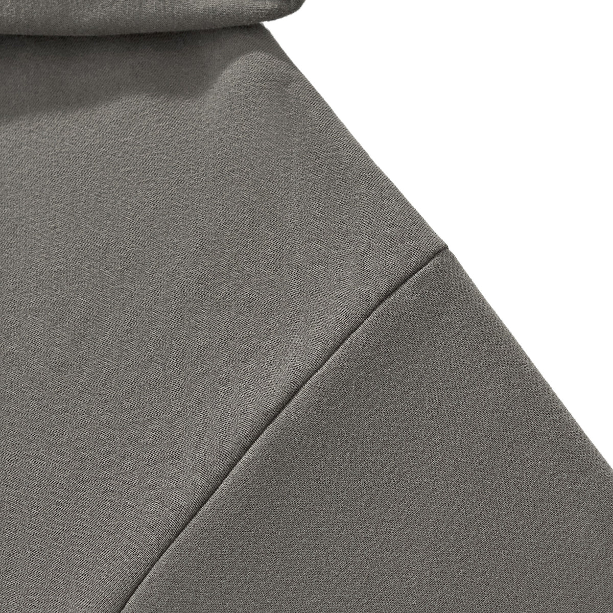 Just Right Lettering Boxy Fleece Hoodie – Adult: garment detail, no print — the hoodie itself up close in Olive Gray (Tapstitch sample photo 1 of 4)